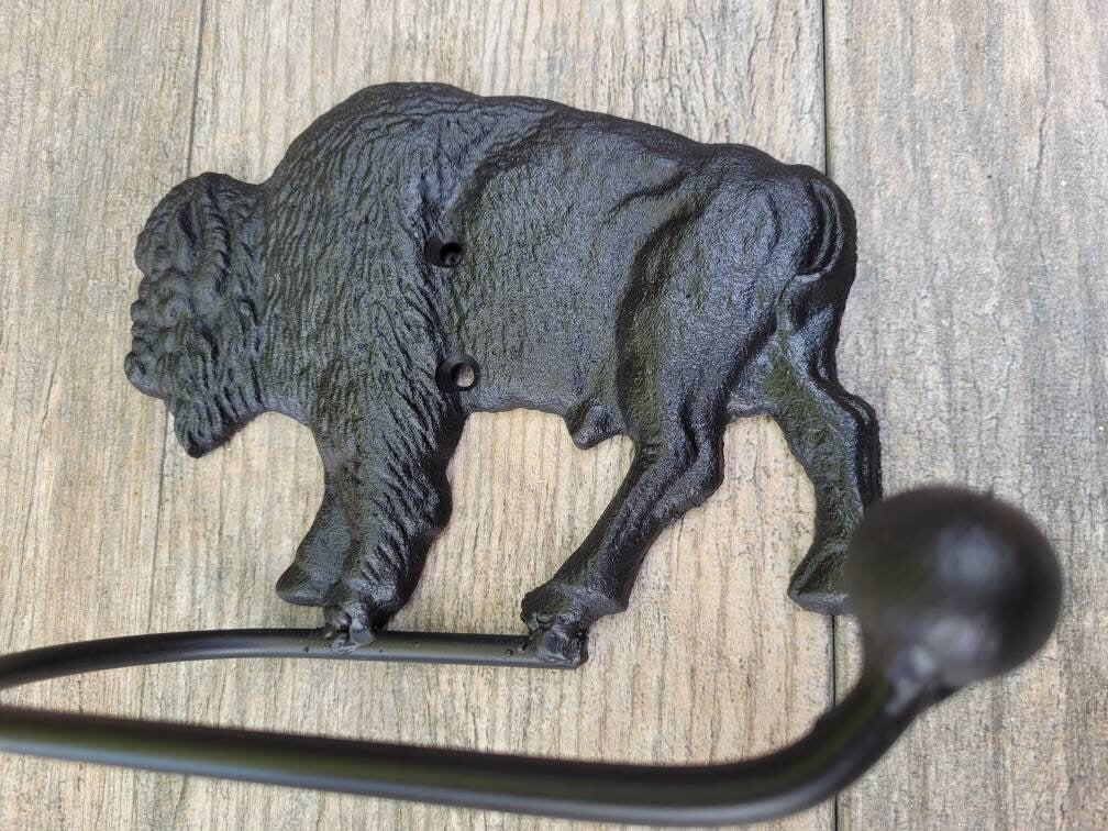 Bison Buffalo Bathroom Toilet Paper Holder, Pick Your COLOR, TP Holder, Toilet Tissue Holder, Nature, Towel rack, Wall Hook. Ranch cabin
