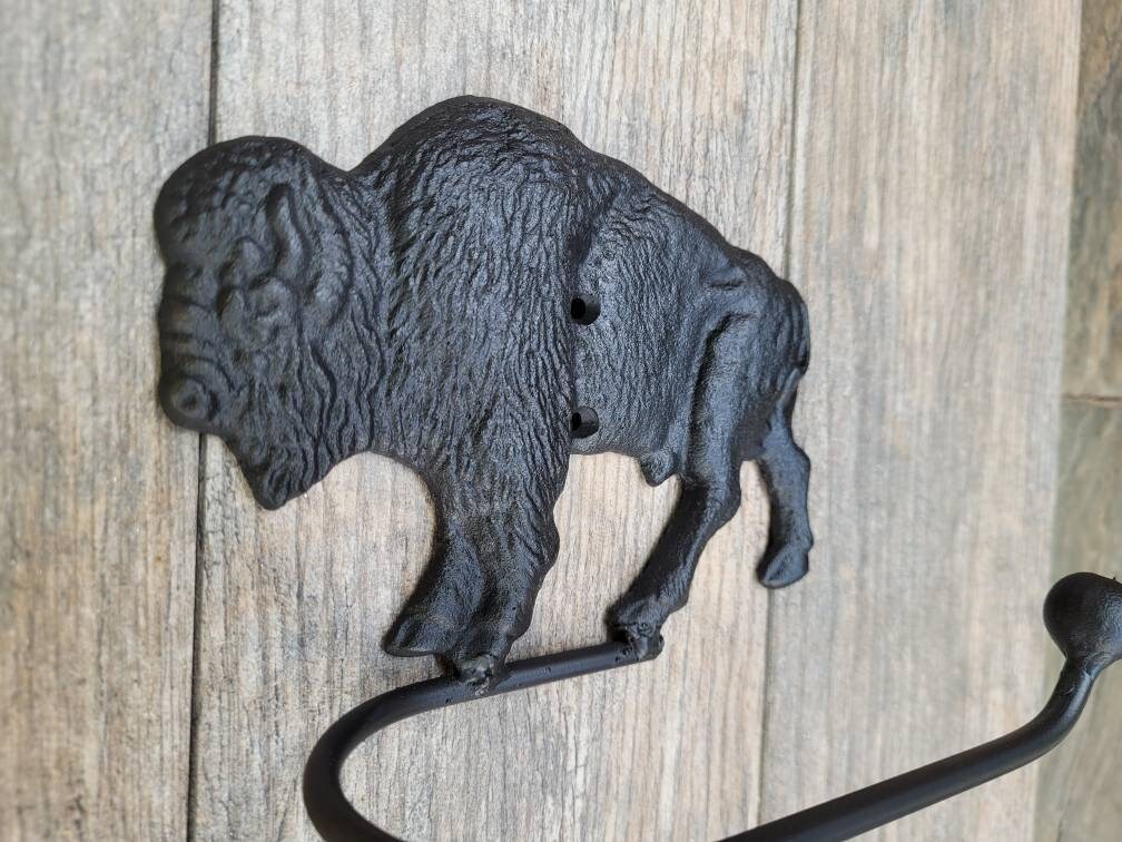 Bison Buffalo Bathroom Toilet Paper Holder, Pick Your COLOR, TP Holder, Toilet Tissue Holder, Nature, Towel rack, Wall Hook. Ranch cabin