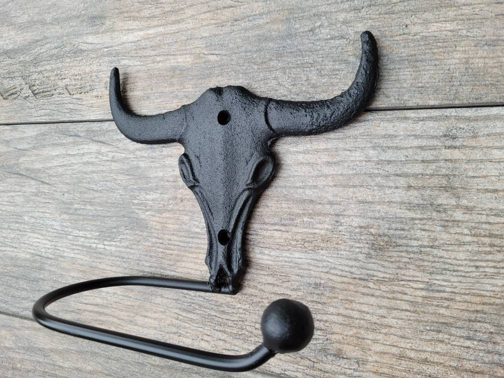 Longhorn Bathroom Toilet Paper Holder, Pick Your Color, Western TP Holder, Texas Ranch cabin, Rustic Bath fixture UT Dallas Decor