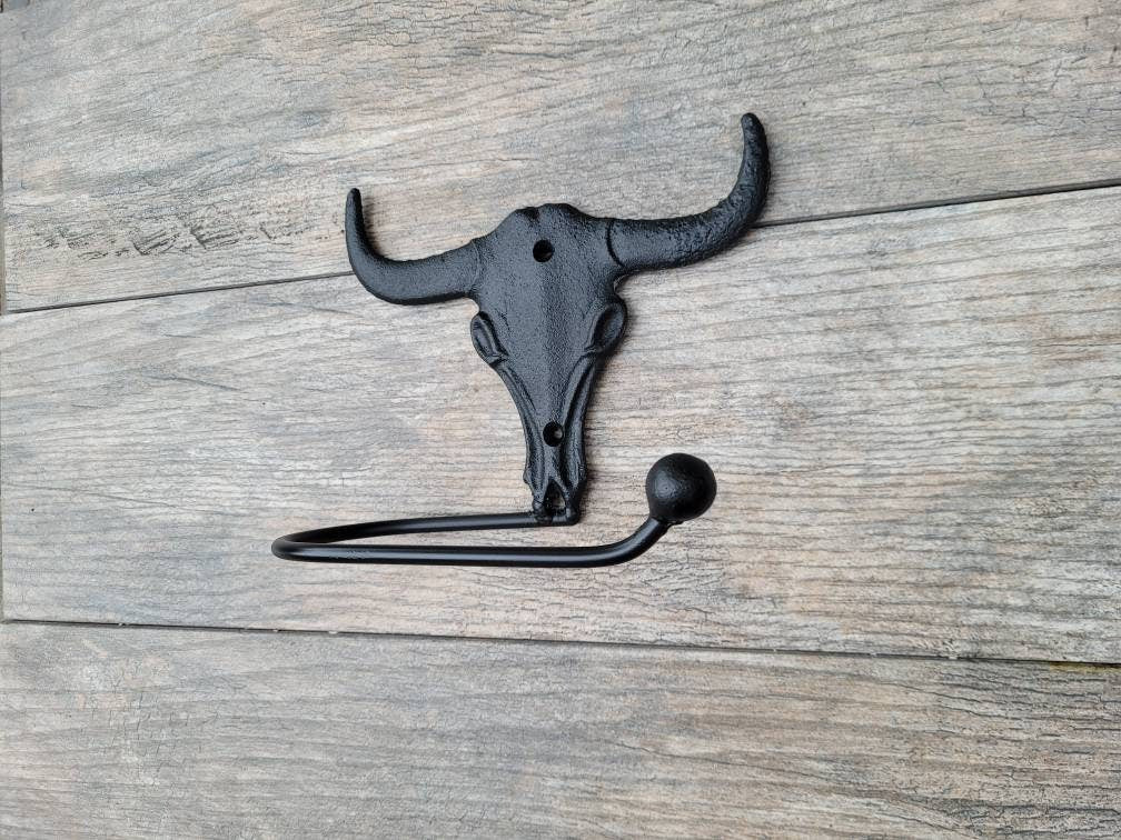 Longhorn Bathroom Toilet Paper Holder, Pick Your Color, Western TP Holder, Texas Ranch cabin, Rustic Bath fixture UT Dallas Decor