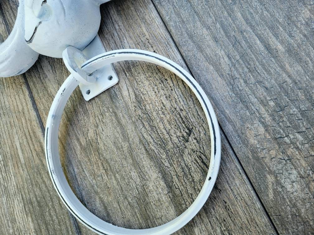 Fleur De Lis Towel Ring, PICK YOUR COLOR, Shabby Chic Bathroom Decor, 6 inch Towel Ring, Bath Decor, Bathroom Fixture, Ornate Bathroom,