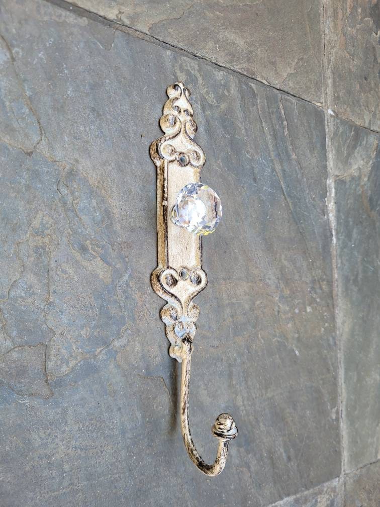 Door knob Wall Hook | Shabby Chic | PICK YOUR COLOR | Cast Iron Wall Rack | Coat Rack | Wall Hanger | FleurDeLisJunkie | Crystal Look