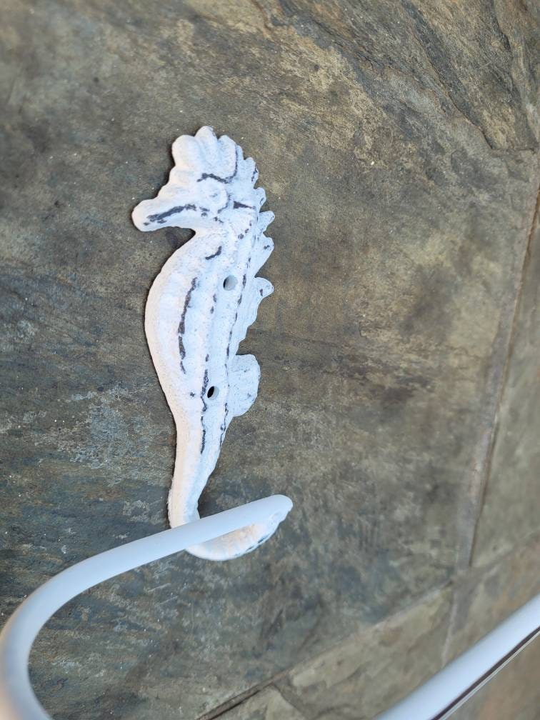 Seahorse Toilet Paper Holder, PICK Your COLOR, TP Holder, Toilet Tissue Holder, Shabby Chic Wall Hook, Beach Cottage, Lake house bathroom