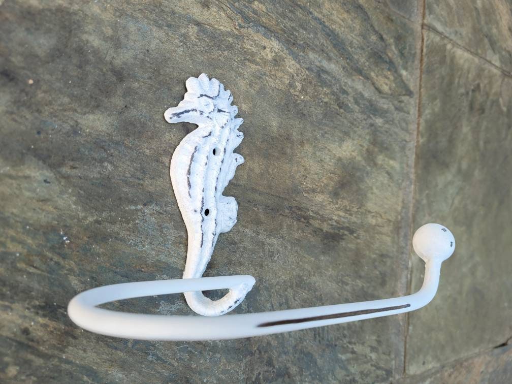Seahorse Toilet Paper Holder, PICK Your COLOR, TP Holder, Toilet Tissue Holder, Shabby Chic Wall Hook, Beach Cottage, Lake house bathroom
