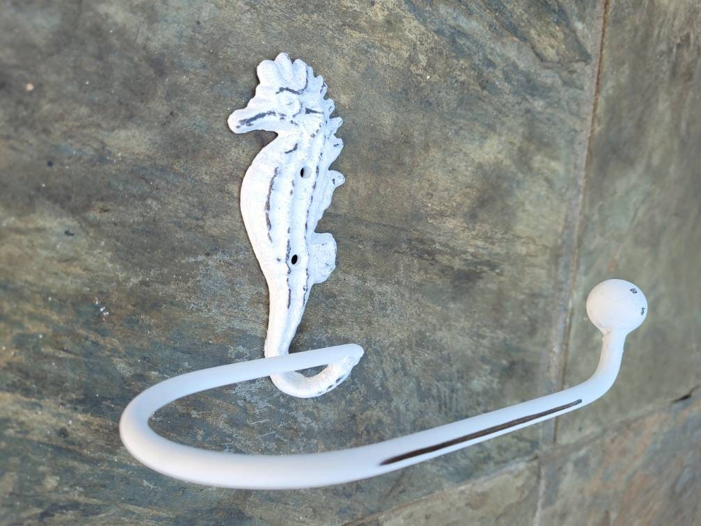 Seahorse Toilet Paper Holder, PICK Your COLOR, TP Holder, Toilet Tissue Holder, Shabby Chic Wall Hook, Beach Cottage, Lake house bathroom