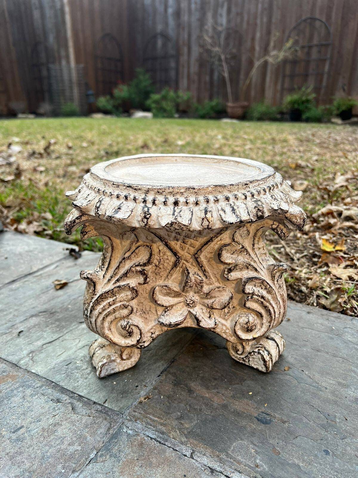Large Capital Pillar Candle Holder | PICK YOUR COLOR | Column Pedestal Top | Rose Bowl Riser | Tuscan | Traditional | FleurDeLisJunkie