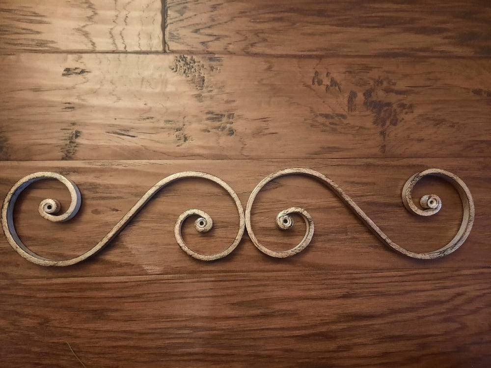 Cast Iron Fleur de Lis Topper Pediment Metal Art. PICK YOUR COLOR. French New Orleans Scroll over door decor. Tuscan Old world wall metal
