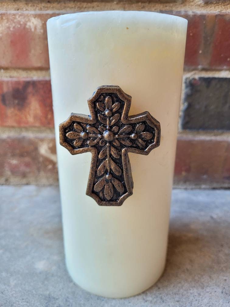 Set of 2 Cross Candle Pins | PICK Your COLOR | TWO Candle Pins | Christian | Crosses for Candles | Pillar Candle pins | FleurDeLisJunkie