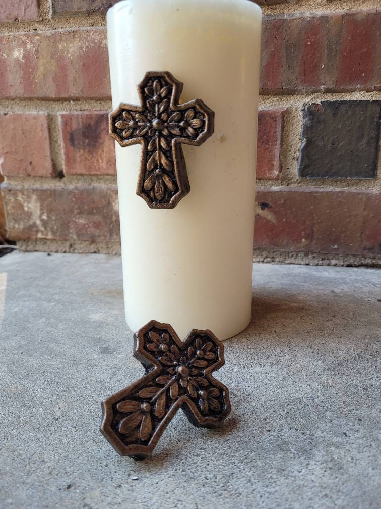 Set of 2 Cross Candle Pins | PICK Your COLOR | TWO Candle Pins | Christian | Crosses for Candles | Pillar Candle pins | FleurDeLisJunkie