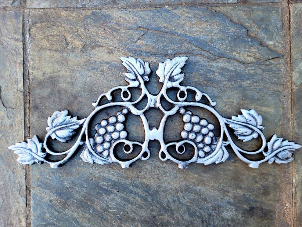 Wine Cellar Wall Decor Metal Wall Hanging Grapevine Decor | PICK YOUR COLOR | Wall Pediment Door Topper, silver grape kitchen Tuscan