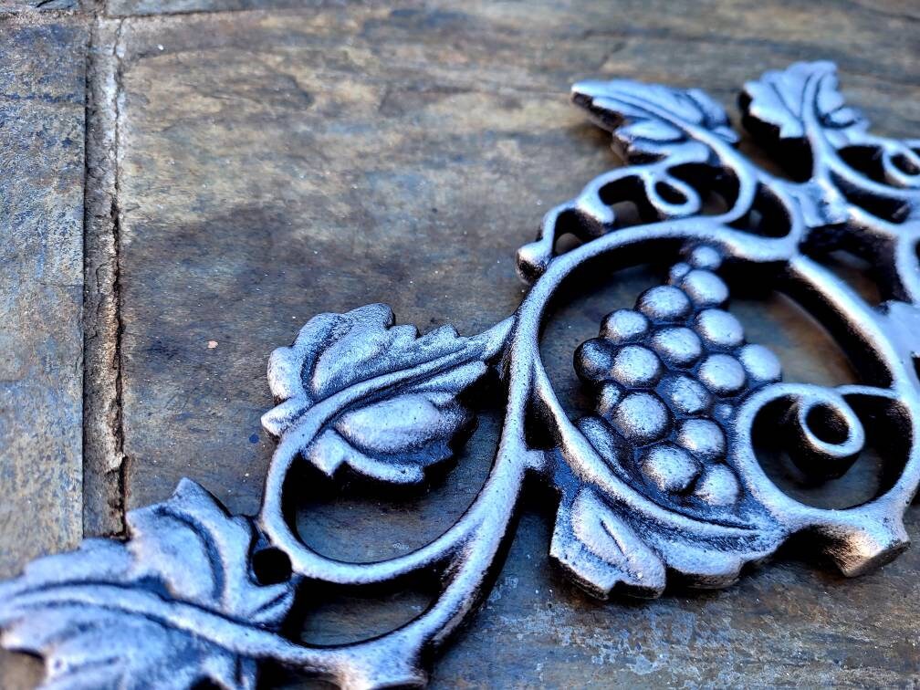 Wine Cellar Wall Decor Metal Wall Hanging Grapevine Decor | PICK YOUR COLOR | Wall Pediment Door Topper, silver grape kitchen Tuscan