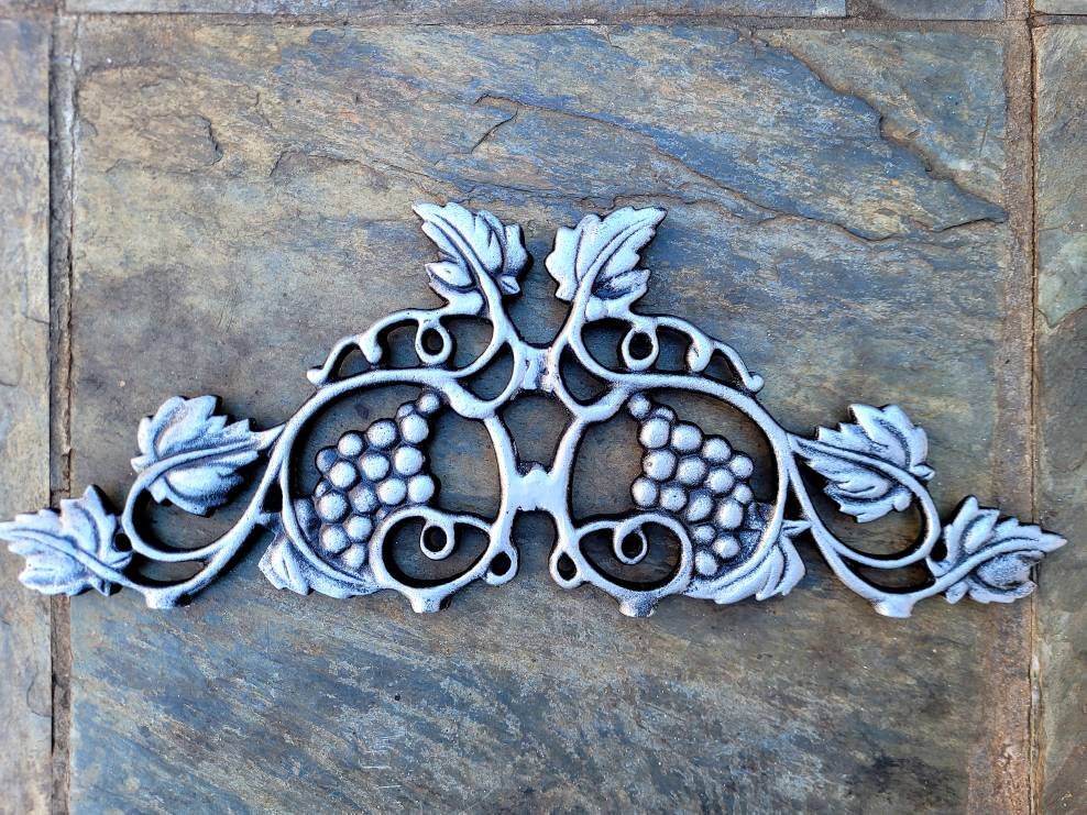 Wine Cellar Wall Decor Metal Wall Hanging Grapevine Decor | PICK YOUR COLOR | Wall Pediment Door Topper, silver grape kitchen Tuscan