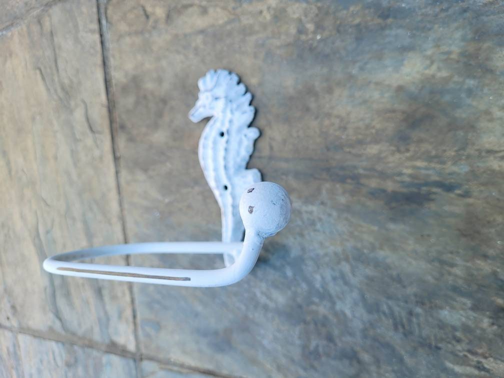 Seahorse Toilet Paper Holder, PICK Your COLOR, TP Holder, Toilet Tissue Holder, Shabby Chic Wall Hook, Beach Cottage, Lake house bathroom