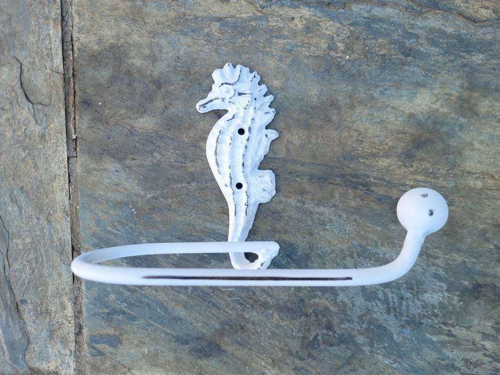 Seahorse Toilet Paper Holder, PICK Your COLOR, TP Holder, Toilet Tissue Holder, Shabby Chic Wall Hook, Beach Cottage, Lake house bathroom