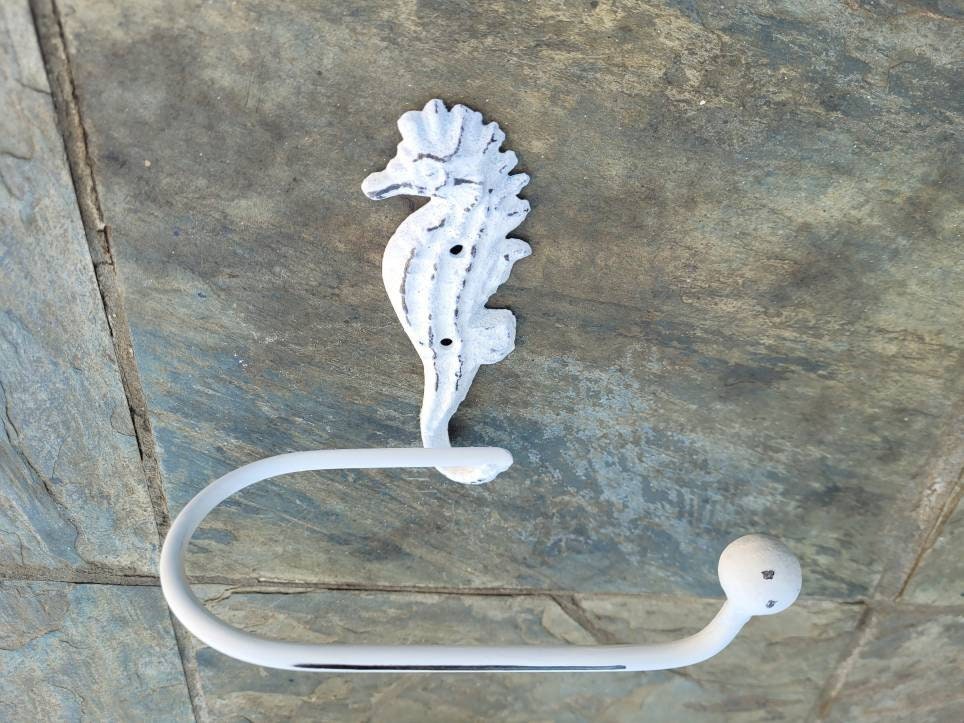 Seahorse Toilet Paper Holder, PICK Your COLOR, TP Holder, Toilet Tissue Holder, Shabby Chic Wall Hook, Beach Cottage, Lake house bathroom