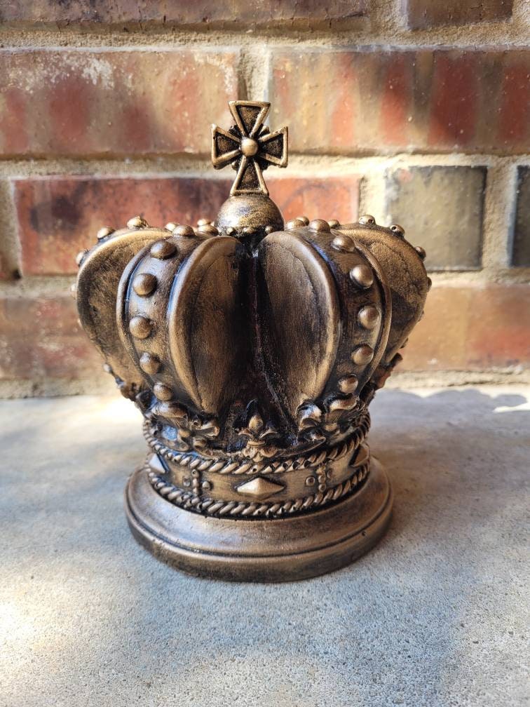 Crown Finial with Cross top - PICK COLOR - Old World Tuscan Medieval Royal Decor FleurDeLisJunkie | Finial | His & Her Crowns | King | Queen
