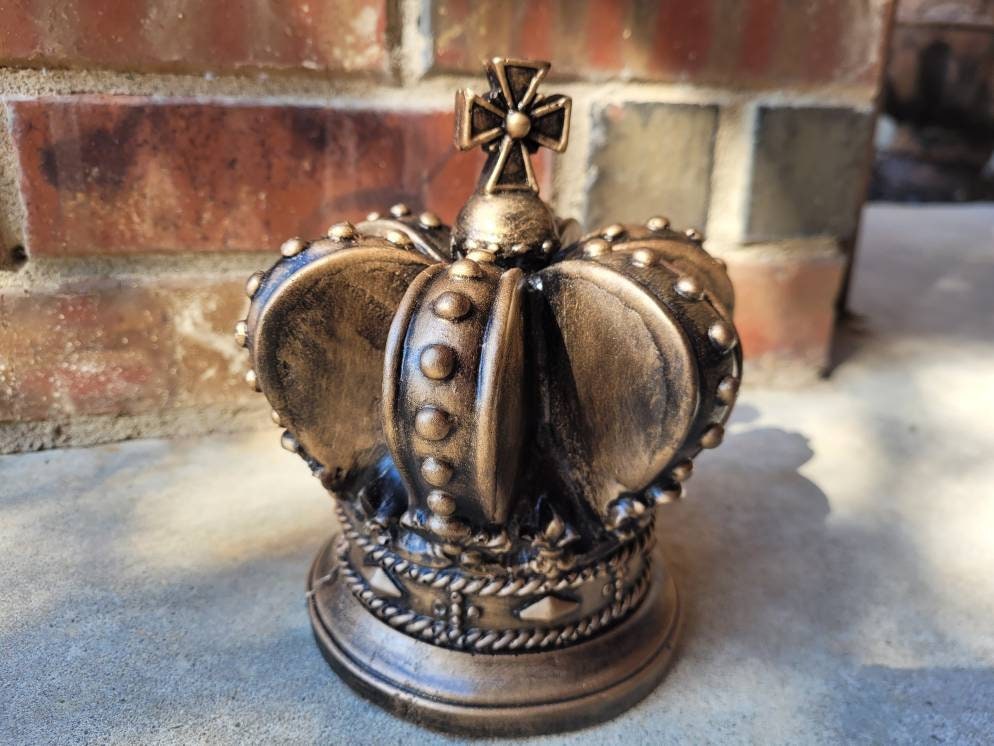 Crown Finial with Cross top - PICK COLOR - Old World Tuscan Medieval Royal Decor FleurDeLisJunkie | Finial | His & Her Crowns | King | Queen