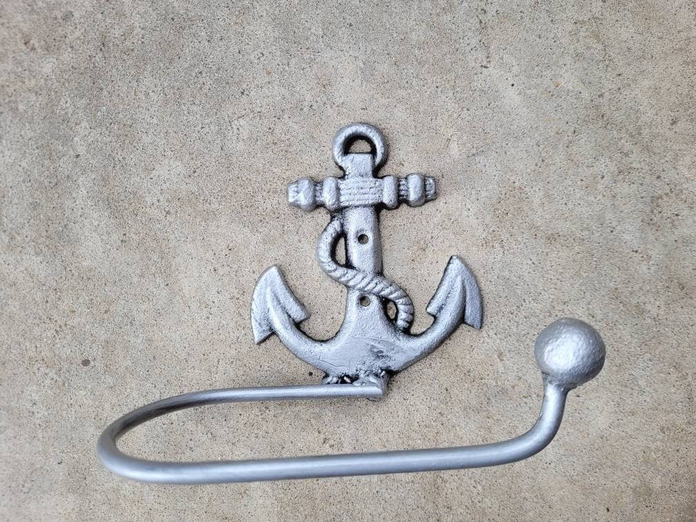 Toilet Paper Holder | PICK Your COLOR | Anchor Nautical TP holder | Tissue Holder Hanger Cottage Beach House Bathroom FleurDeLisJunkie