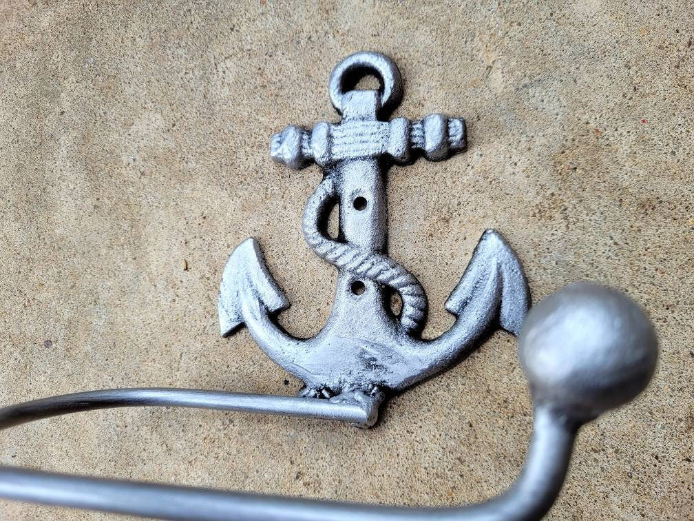 Toilet Paper Holder | PICK Your COLOR | Anchor Nautical TP holder | Tissue Holder Hanger Cottage Beach House Bathroom FleurDeLisJunkie