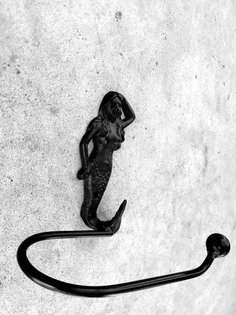 Mermaid Toilet Paper Holder, TP Holder, Toilet Tissue Holder, Nature, Wall Hook, Beach Cottage, Lake house bathroom decor, Bath fixture