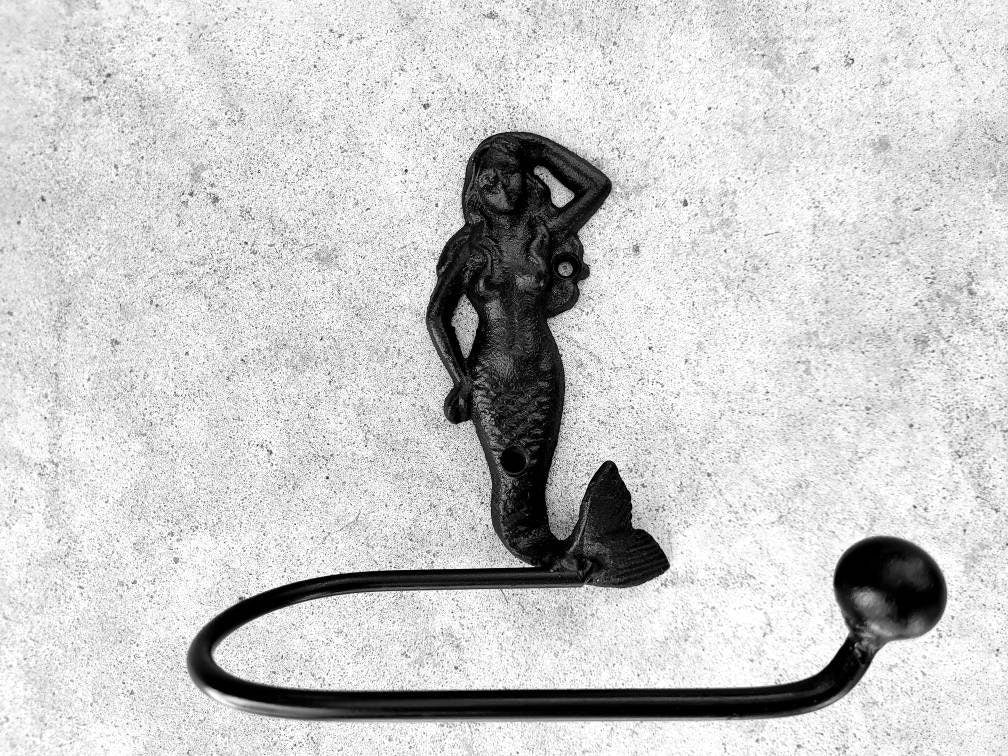 Mermaid Toilet Paper Holder, TP Holder, Toilet Tissue Holder, Nature, Wall Hook, Beach Cottage, Lake house bathroom decor, Bath fixture