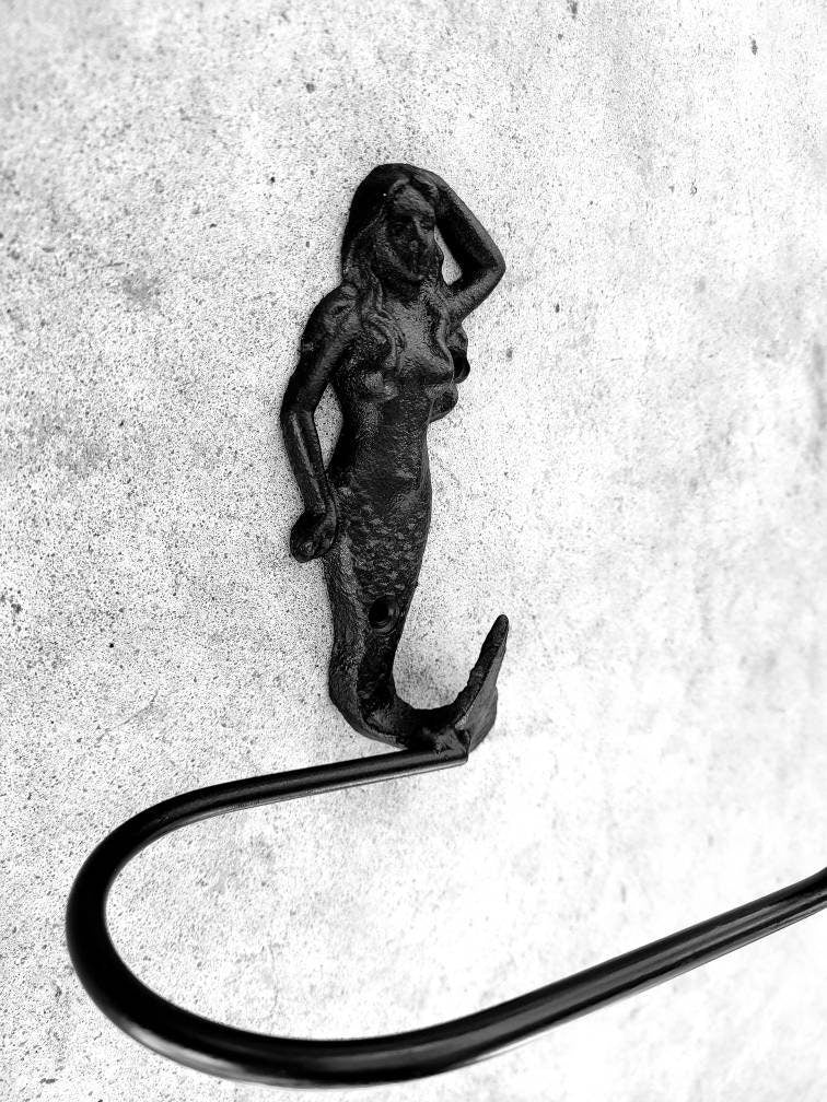 Mermaid Toilet Paper Holder, TP Holder, Toilet Tissue Holder, Nature, Wall Hook, Beach Cottage, Lake house bathroom decor, Bath fixture