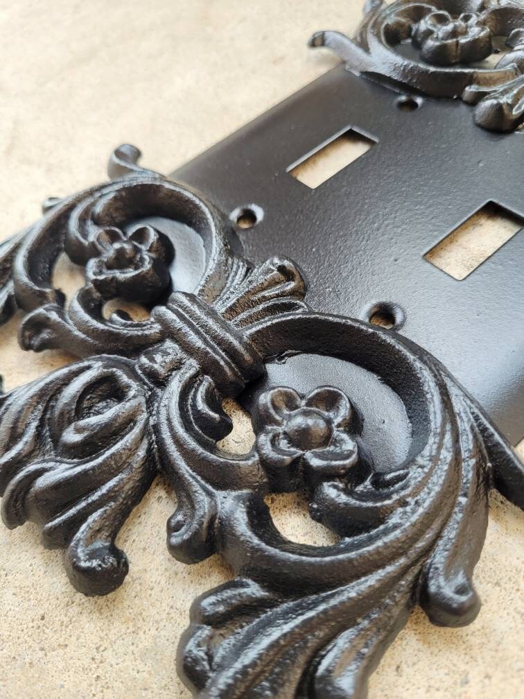 Metal Double Toggle Light Switch Wall Plate Cover, Two gang switch plate, Tuscan Wall decor | PICK YOUR COLOR | FleurDeLisJunkie