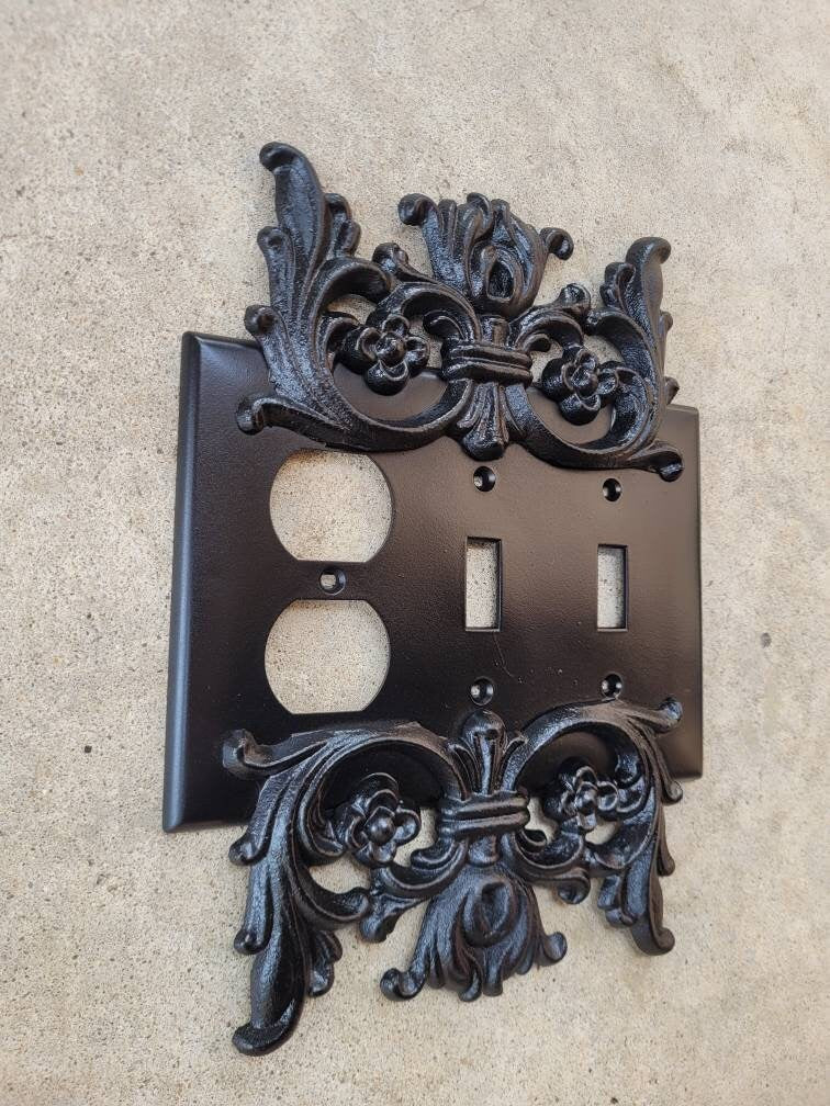 Two Toggle One Outlet Combo | PICK YOUR COLOR | Switch Plate Covers | FleurDeLisJunkie | Light Switch Cover, Double Toggle Plug