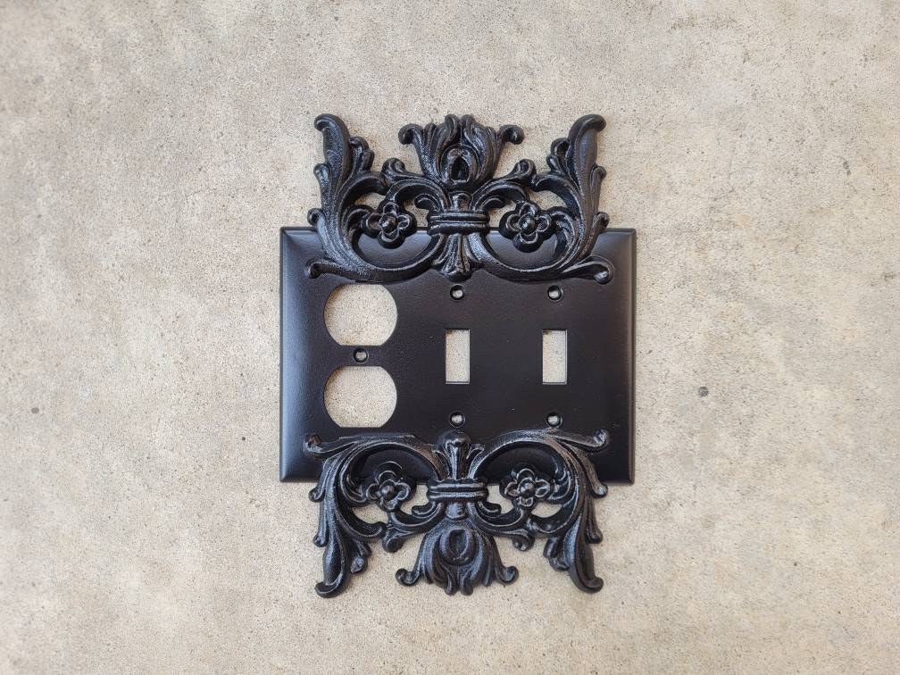 Two Toggle One Outlet Combo | PICK YOUR COLOR | Switch Plate Covers | FleurDeLisJunkie | Light Switch Cover, Double Toggle Plug