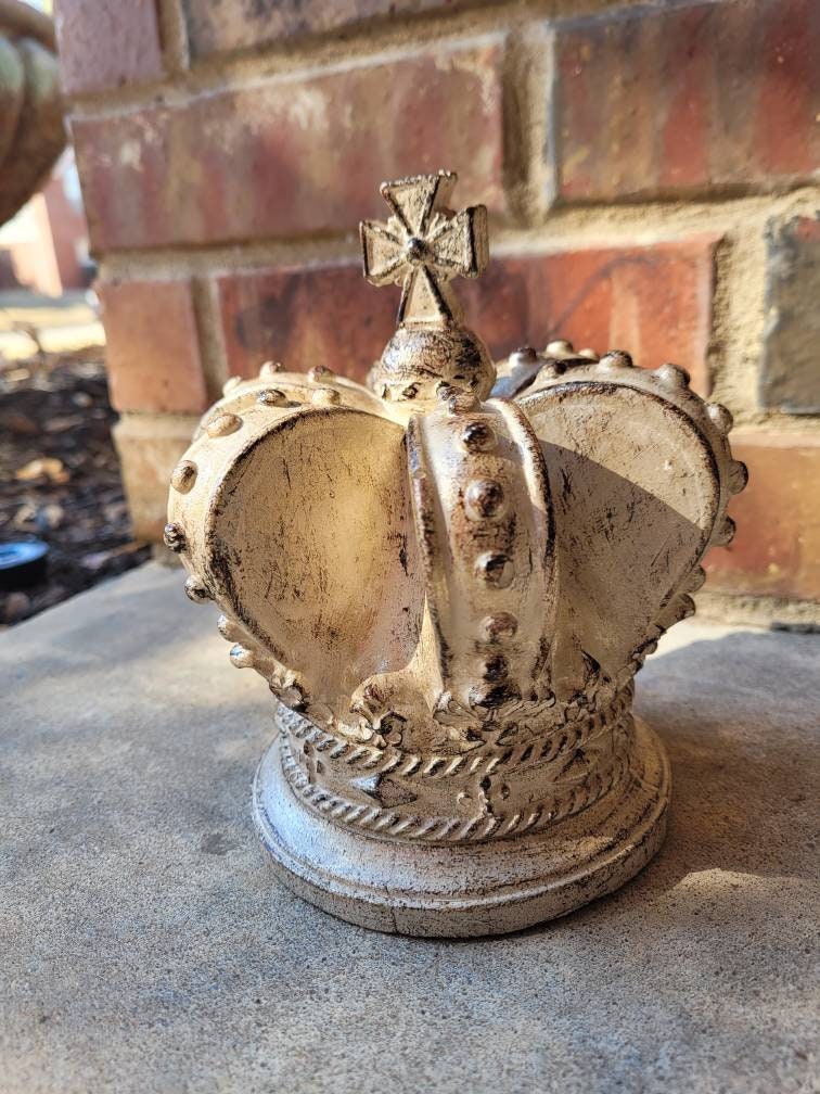 Crown Finial with Cross top - PICK COLOR - Old World Tuscan Medieval Royal Decor FleurDeLisJunkie | Finial | His & Her Crowns | King | Queen