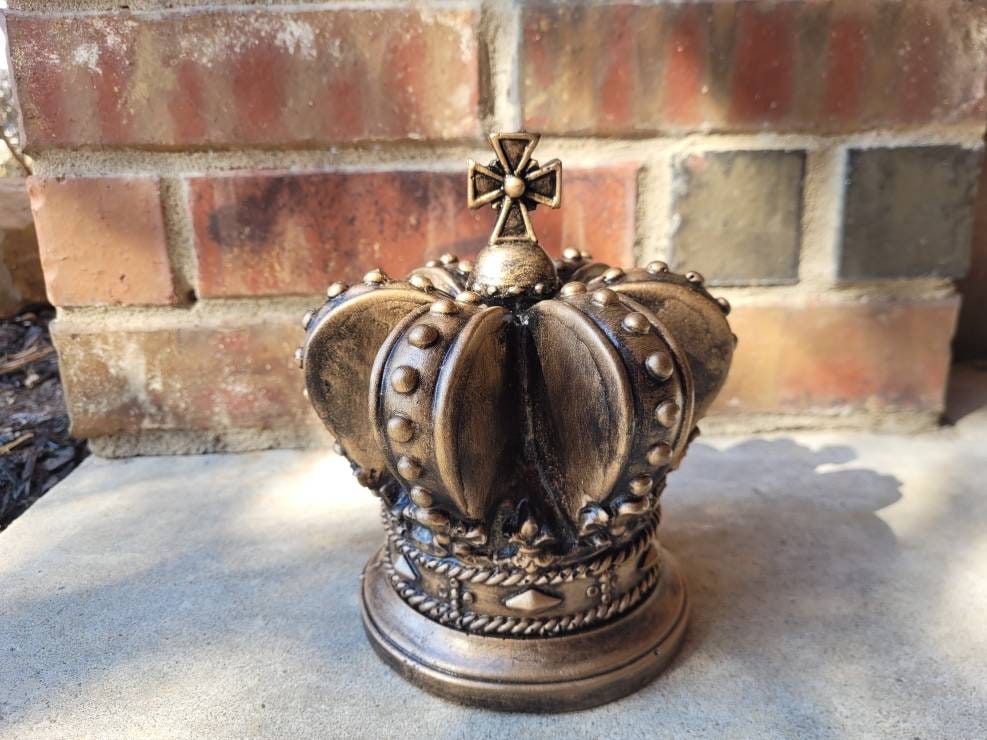 Crown Finial with Cross top - PICK COLOR - Old World Tuscan Medieval Royal Decor FleurDeLisJunkie | Finial | His & Her Crowns | King | Queen