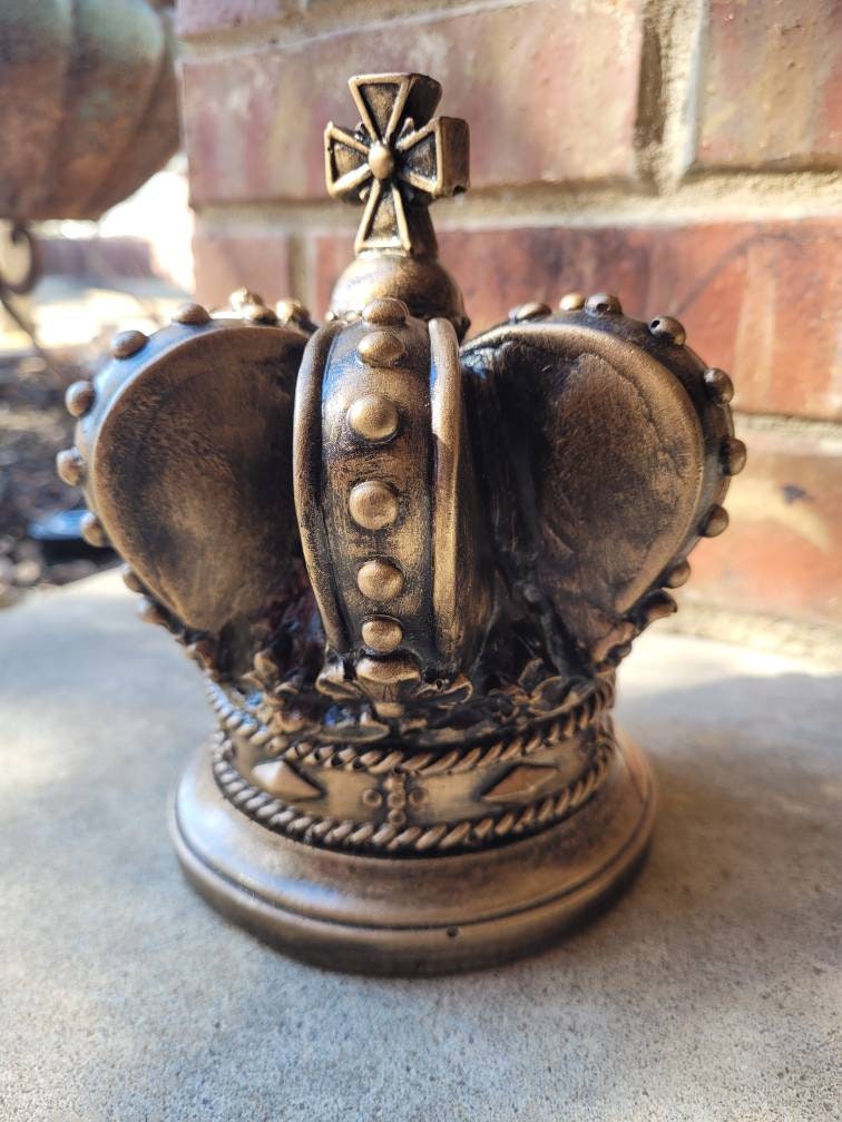 Crown Finial with Cross top - PICK COLOR - Old World Tuscan Medieval Royal Decor FleurDeLisJunkie | Finial | His & Her Crowns | King | Queen