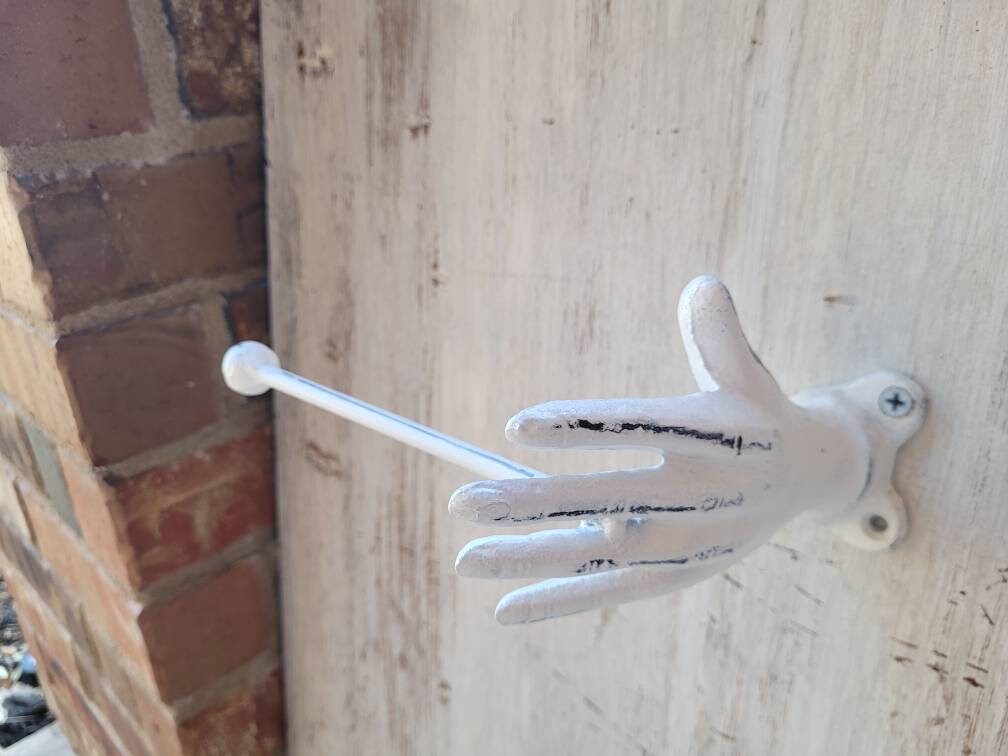 Iron Hand Toilet Paper Holder, PICK your COLOR, TP Holder, Toilet Tissue Holder, Towel Wall Hook hanger, Modern, Shabby White, Eclectic