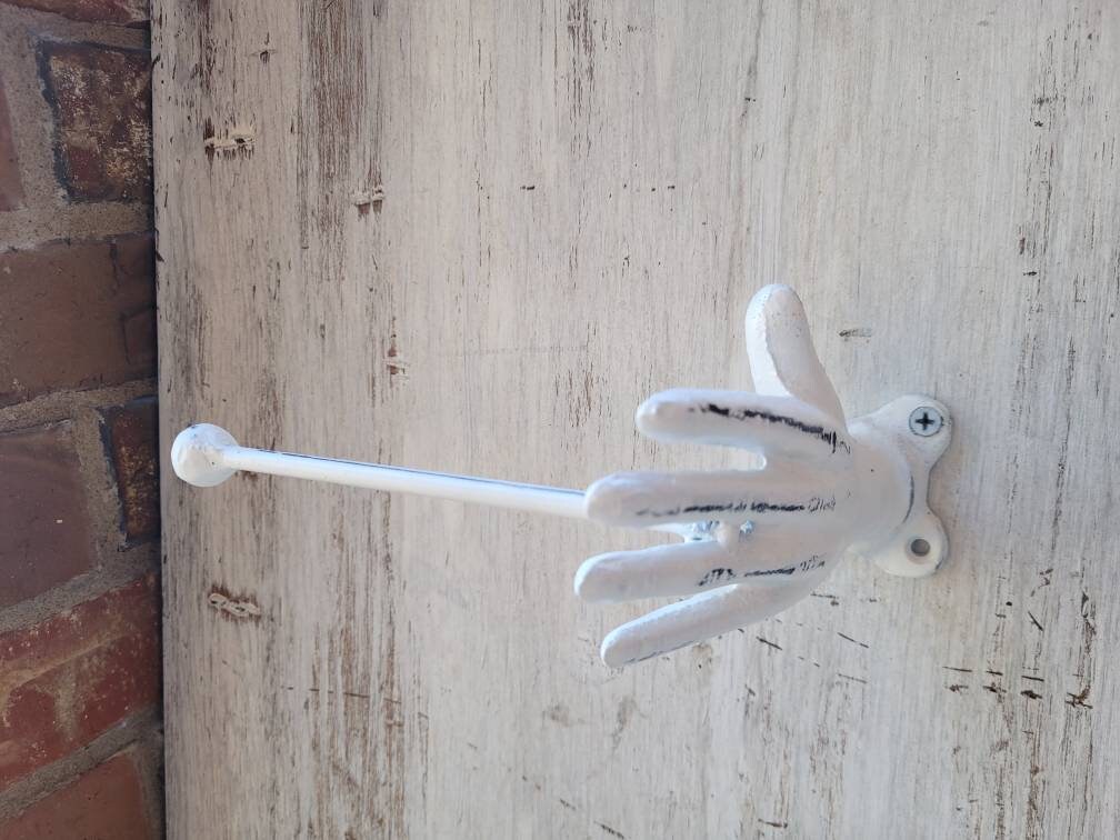 Iron Hand Toilet Paper Holder, PICK your COLOR, TP Holder, Toilet Tissue Holder, Towel Wall Hook hanger, Modern, Shabby White, Eclectic
