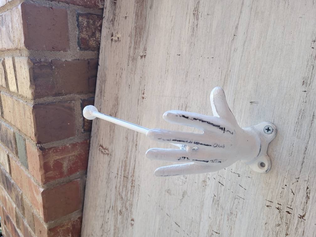 Iron Hand Toilet Paper Holder, PICK your COLOR, TP Holder, Toilet Tissue Holder, Towel Wall Hook hanger, Modern, Shabby White, Eclectic