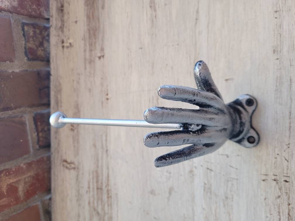 Iron Hand Toilet Paper Holder, PICK Your COLOR, TP Holder, Toilet Tissue Holder, Towel Wall Hook hanger, Eclectic Modern Unique Bathroom