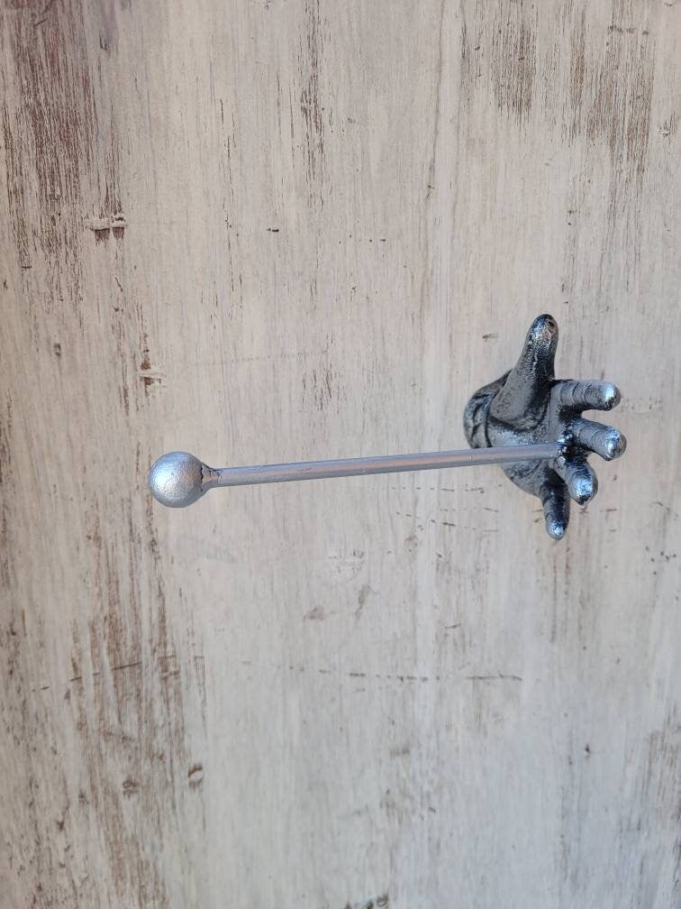 Iron Hand Toilet Paper Holder, PICK Your COLOR, TP Holder, Toilet Tissue Holder, Towel Wall Hook hanger, Eclectic Modern Unique Bathroom