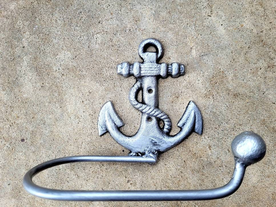 Toilet Paper Holder | PICK Your COLOR | Anchor Nautical TP holder | Tissue Holder Hanger Cottage Beach House Bathroom FleurDeLisJunkie