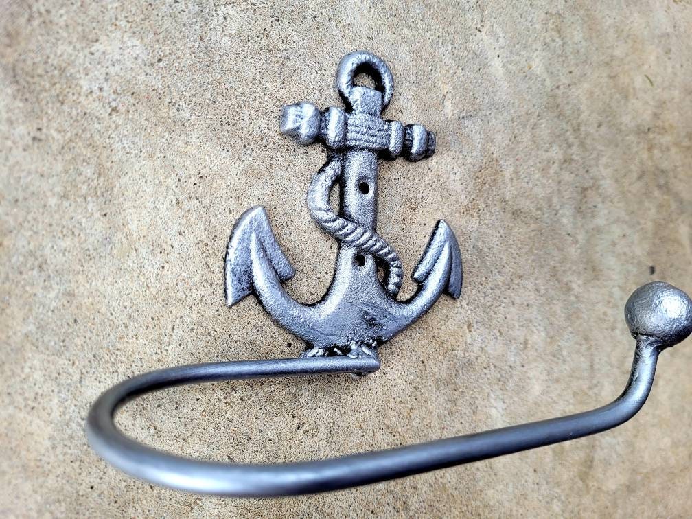 Toilet Paper Holder | PICK Your COLOR | Anchor Nautical TP holder | Tissue Holder Hanger Cottage Beach House Bathroom FleurDeLisJunkie