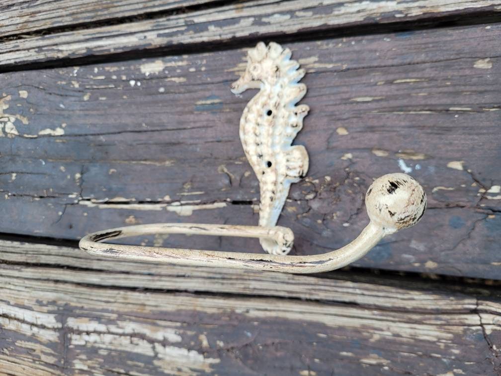 Seahorse Toilet Paper Holder, TP Holder, Toilet Tissue Holder, Shabby Chic Wall Hook, Beach Cottage, Lake house bathroom decor, Bath fixture