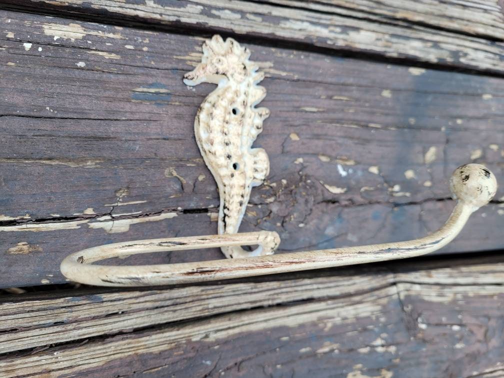 Seahorse Toilet Paper Holder, TP Holder, Toilet Tissue Holder, Shabby Chic Wall Hook, Beach Cottage, Lake house bathroom decor, Bath fixture