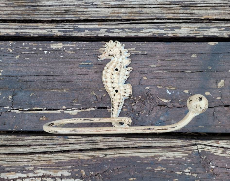 Seahorse Toilet Paper Holder, TP Holder, Toilet Tissue Holder, Shabby Chic Wall Hook, Beach Cottage, Lake house bathroom decor, Bath fixture
