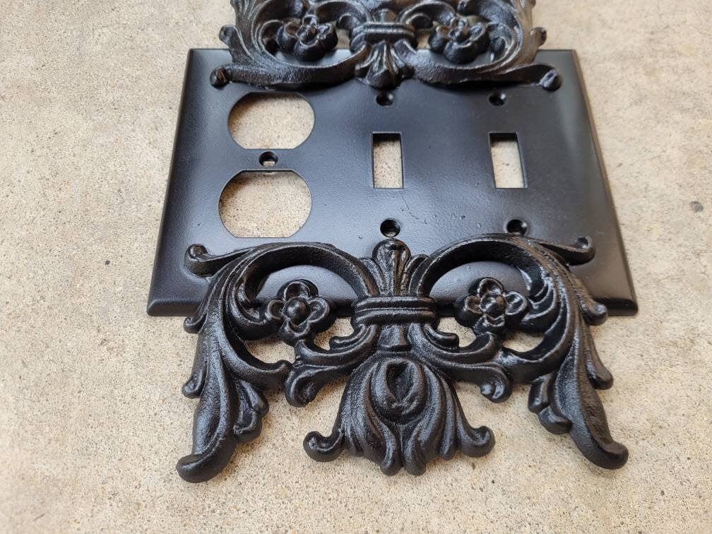 Two Toggle One Outlet Combo | PICK YOUR COLOR | Switch Plate Covers | FleurDeLisJunkie | Light Switch Cover, Double Toggle Plug