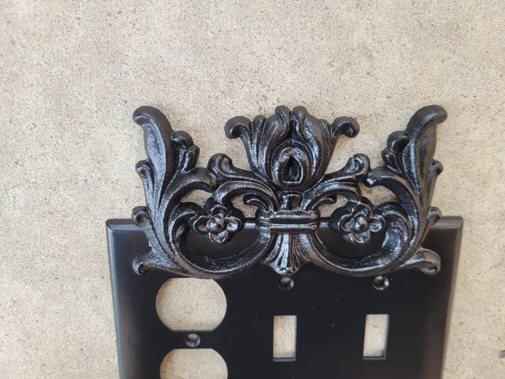 Two Toggle One Outlet Combo | PICK YOUR COLOR | Switch Plate Covers | FleurDeLisJunkie | Light Switch Cover, Double Toggle Plug