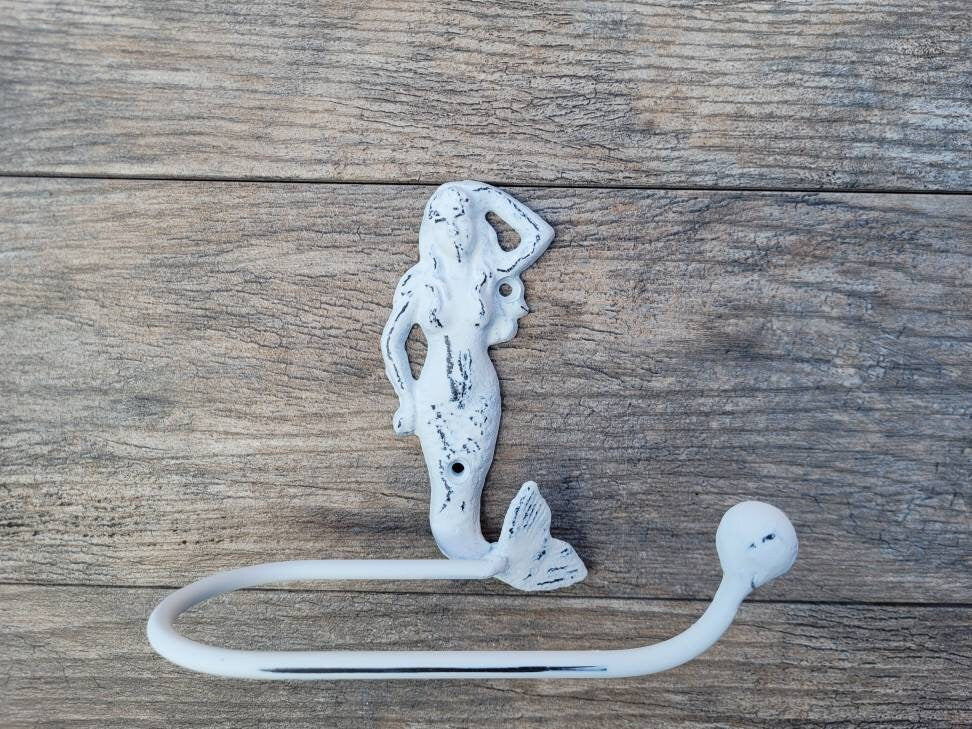 Mermaid Toilet Paper Holder, TP Holder, Toilet Tissue Holder, Wall Hook, Beach Cottage, Lake house bathroom decor, Bath fixture, shabby chic