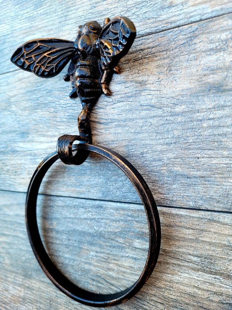 Bee Towel Hook, Bathroom Towel Hanger, Nature, Wall Hook, Bath towel ring, Queen Bee, bumblebee, original design, new fixture, bath decor