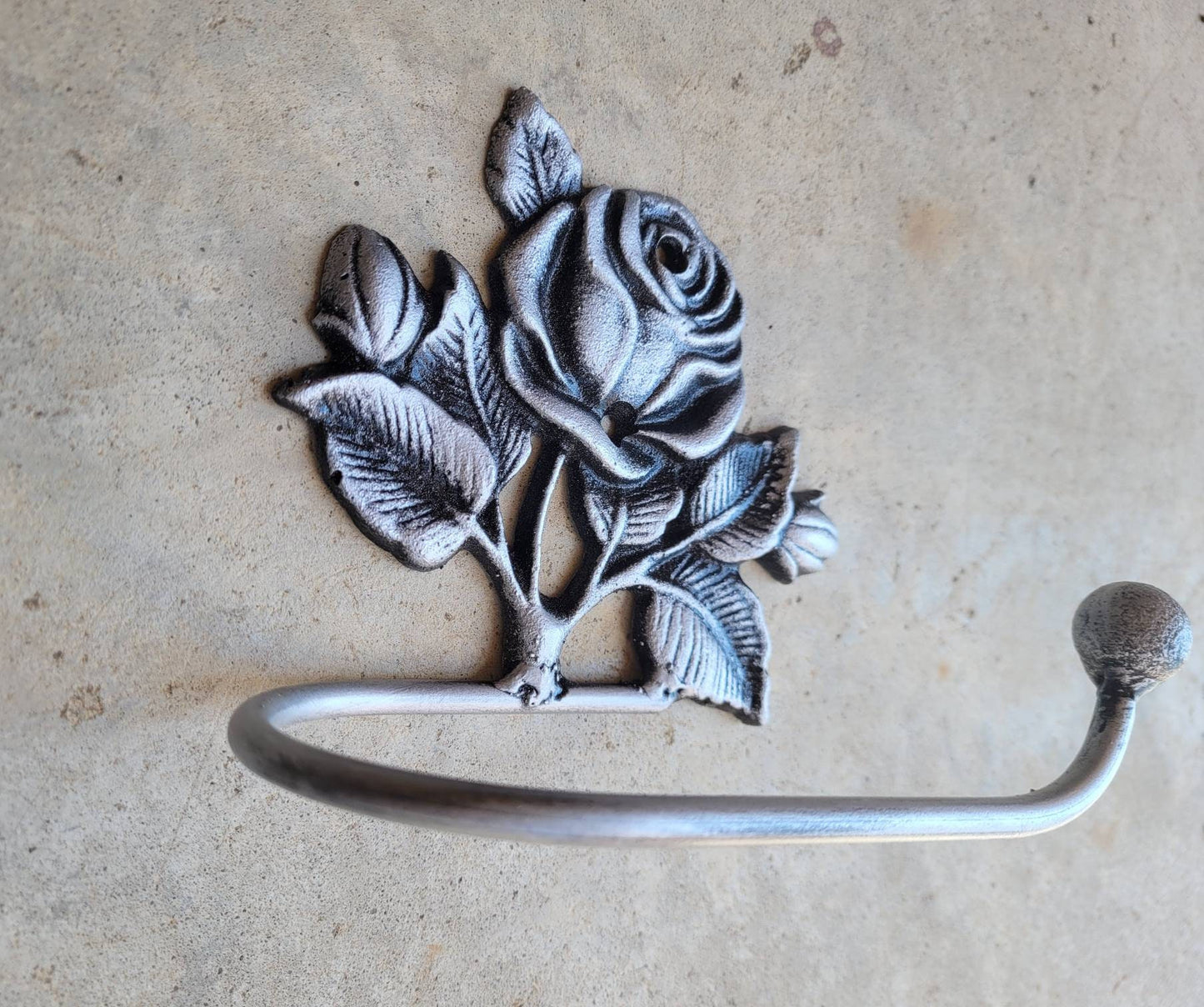 Toilet Paper Holder Rose, Tissue Holder, TP Hanger, Cottage Bathroom, Toilet Paper Hanger Rose TP Holder, Iron Metal Bath Hardware
