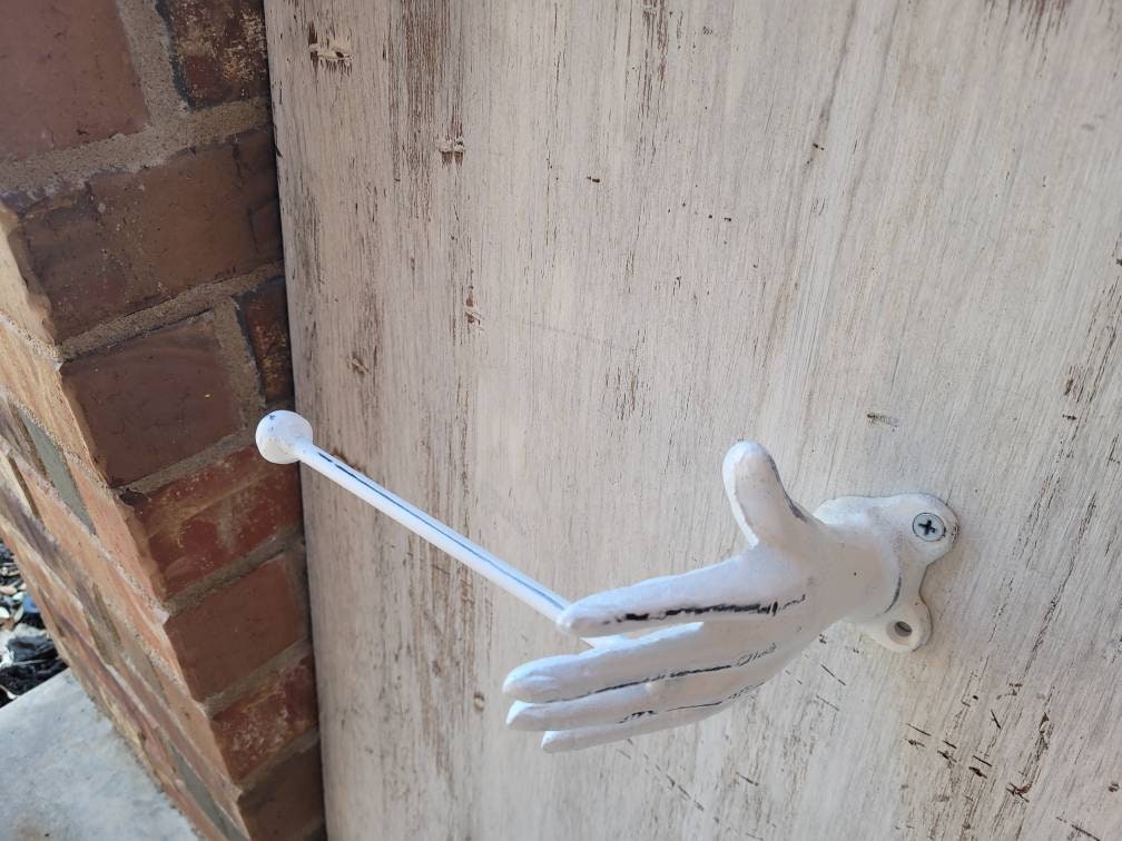 Iron Hand Toilet Paper Holder, PICK your COLOR, TP Holder, Toilet Tissue Holder, Towel Wall Hook hanger, Modern, Shabby White, Eclectic