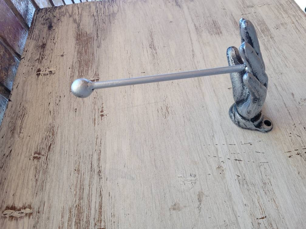 Iron Hand Toilet Paper Holder, PICK Your COLOR, TP Holder, Toilet Tissue Holder, Towel Wall Hook hanger, Eclectic Modern Unique Bathroom