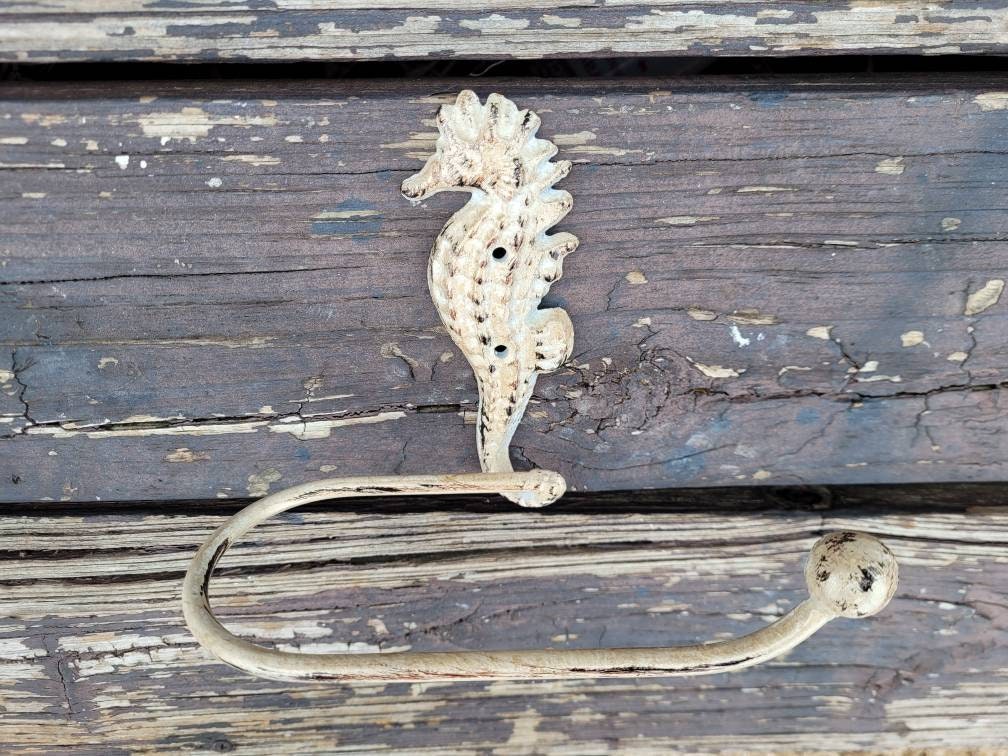 Seahorse Toilet Paper Holder, TP Holder, Toilet Tissue Holder, Shabby Chic Wall Hook, Beach Cottage, Lake house bathroom decor, Bath fixture